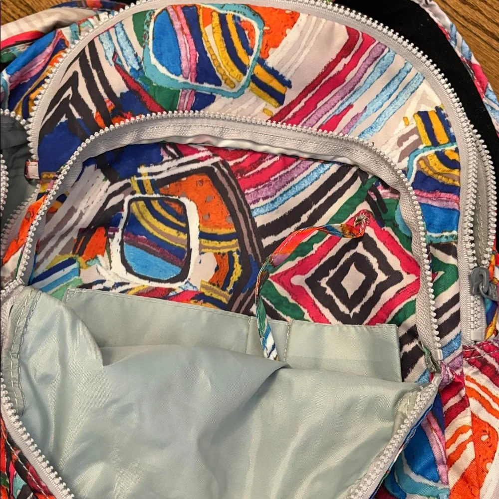 Kipling Multicolor Abstract Pattern Backpack with Pink Logo - Picture 3 of 7